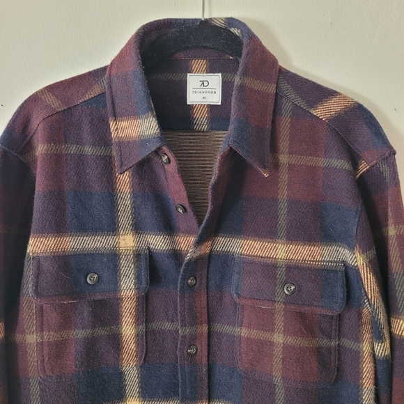 7 Diamonds Mens Generation Plaid Flannel LS Button Down Shirt Medium Burgundy - Picture 3 of 10